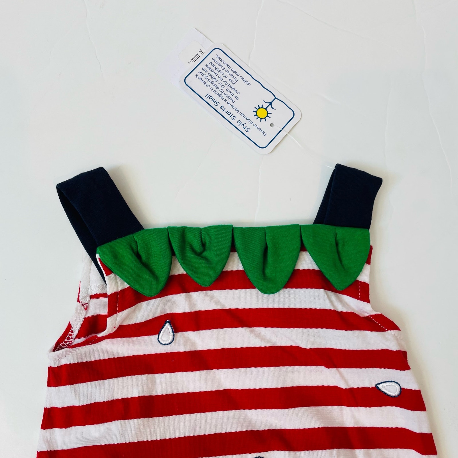 Nwt Florence Eiseman 9m Stipe Knit Strawberry Romper — image 2 of 7